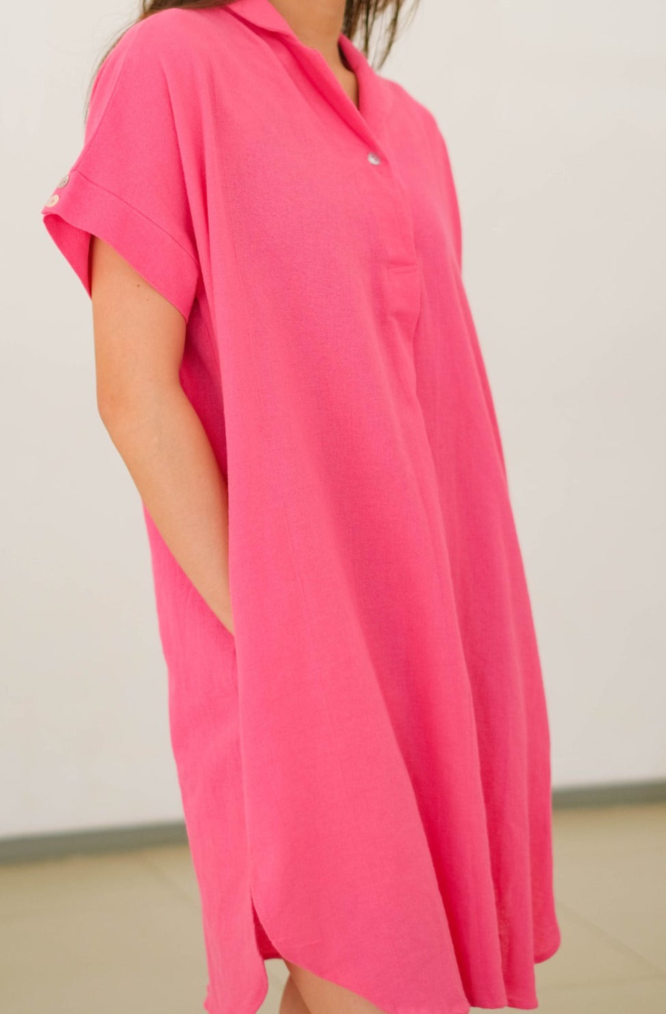 Rula Linen Blouse Fuchsia