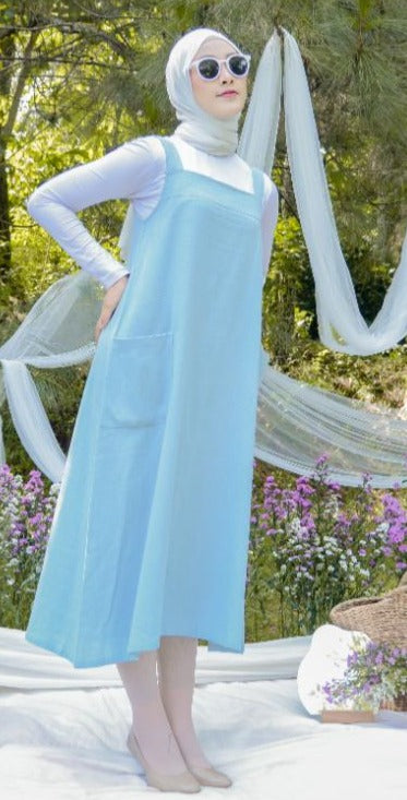 Tabina Linen Dress Cerulean Blue