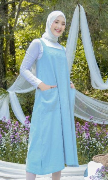 Tabina Linen Dress Cerulean Blue