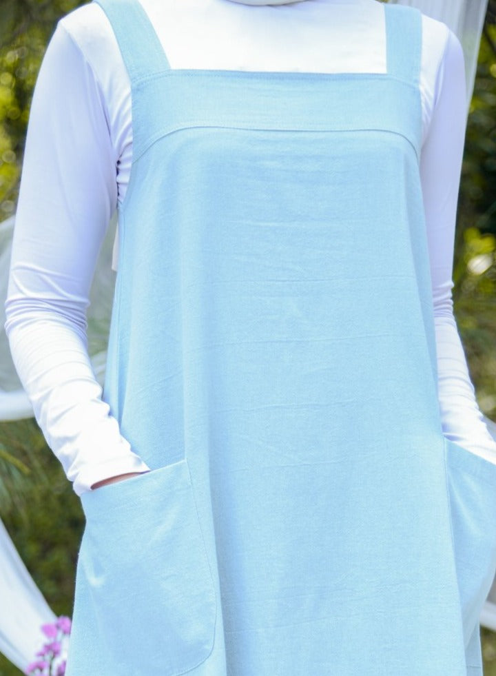 Tabina Linen Dress Cerulean Blue