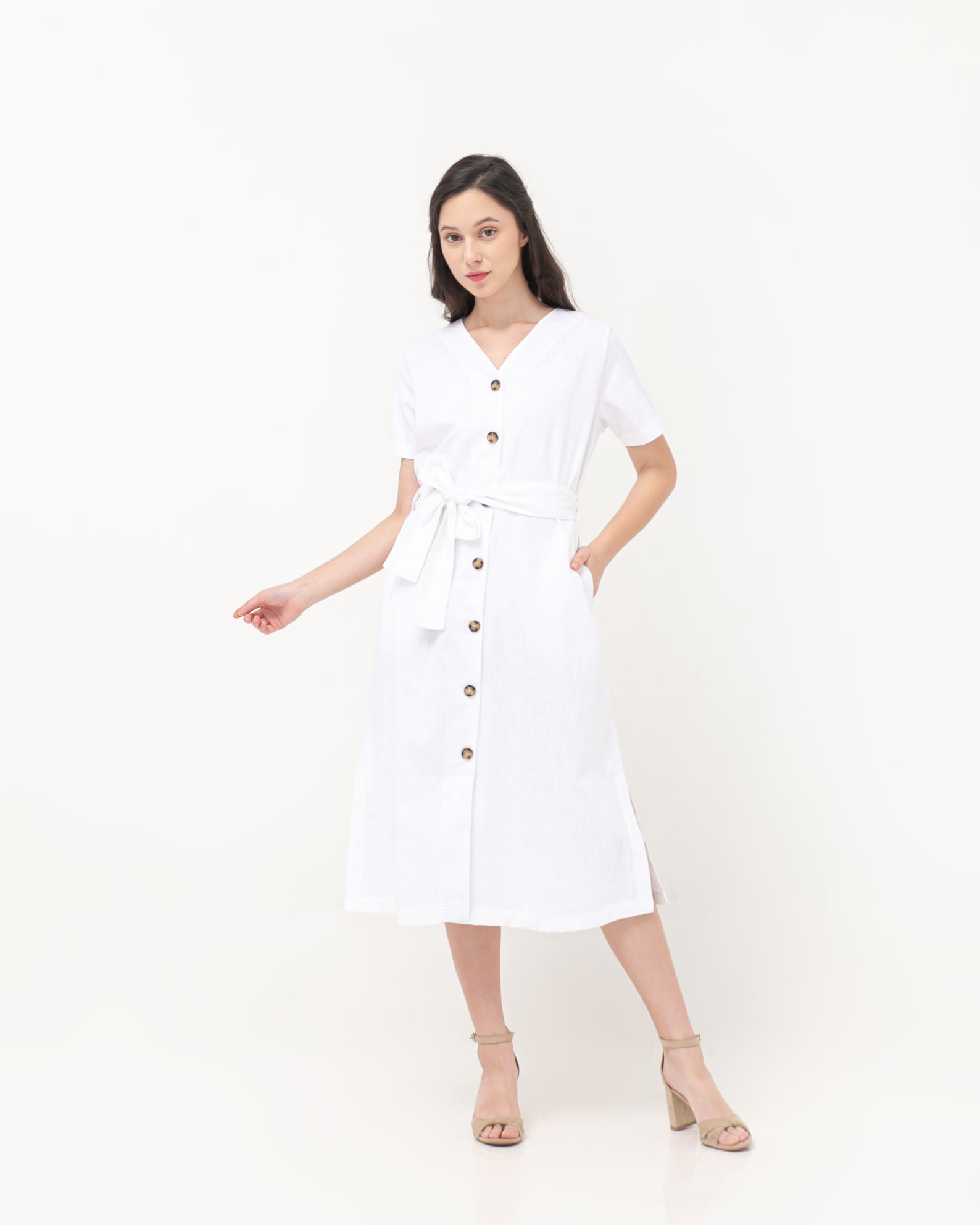 Nadira Linen Dress White