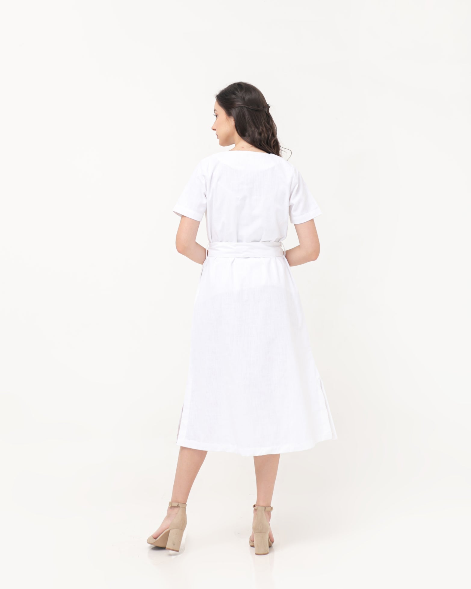 Nadira Linen Dress White