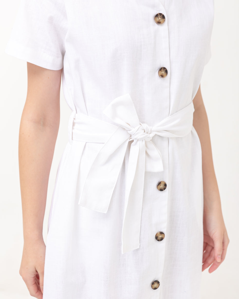 Nadira Linen Dress White