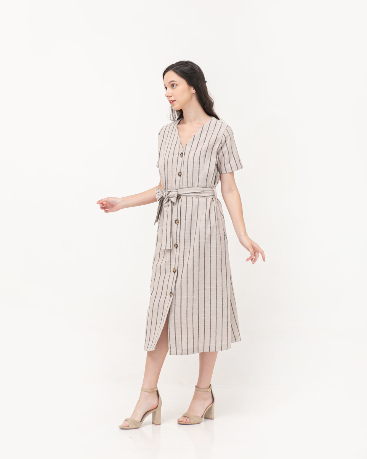 Nadira Linen Dress Stripes