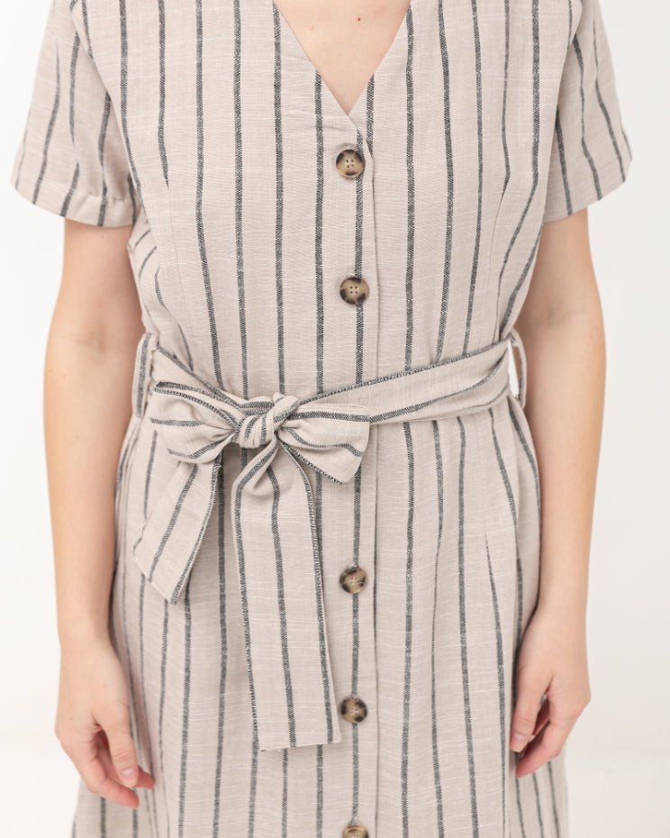 Nadira Linen Dress Stripes