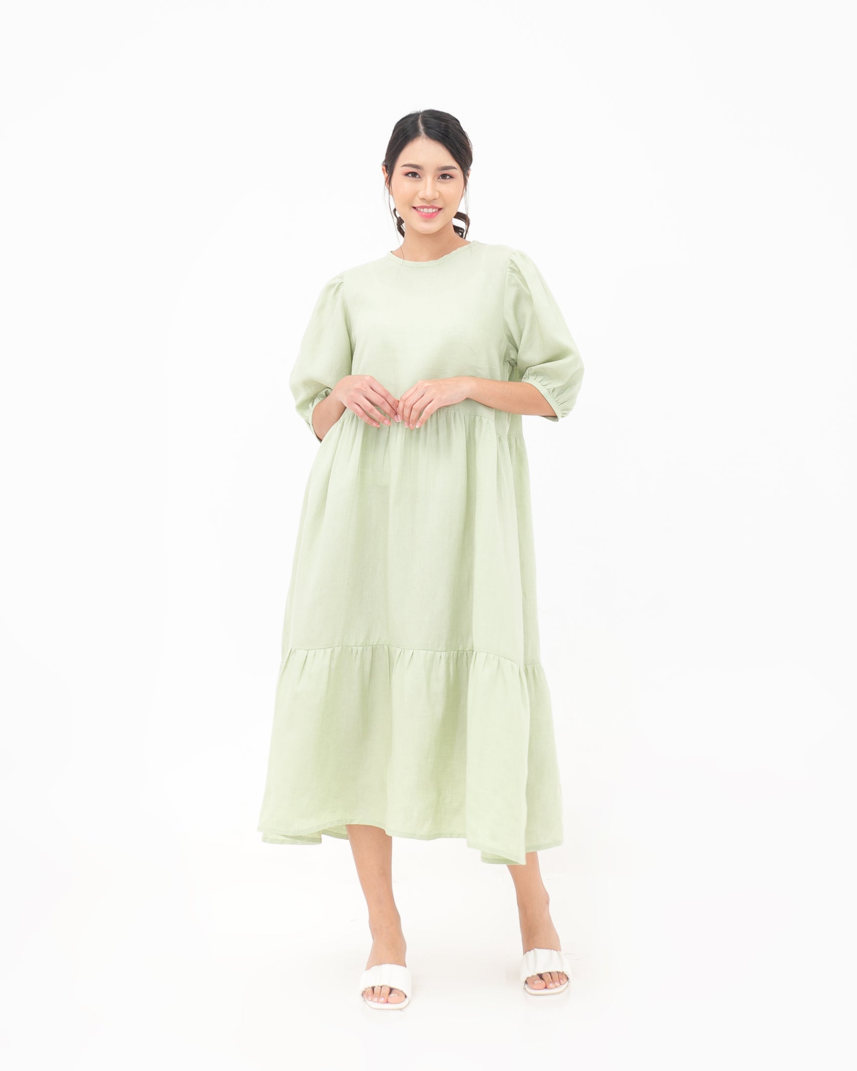 Luciana Linen Dress Sage