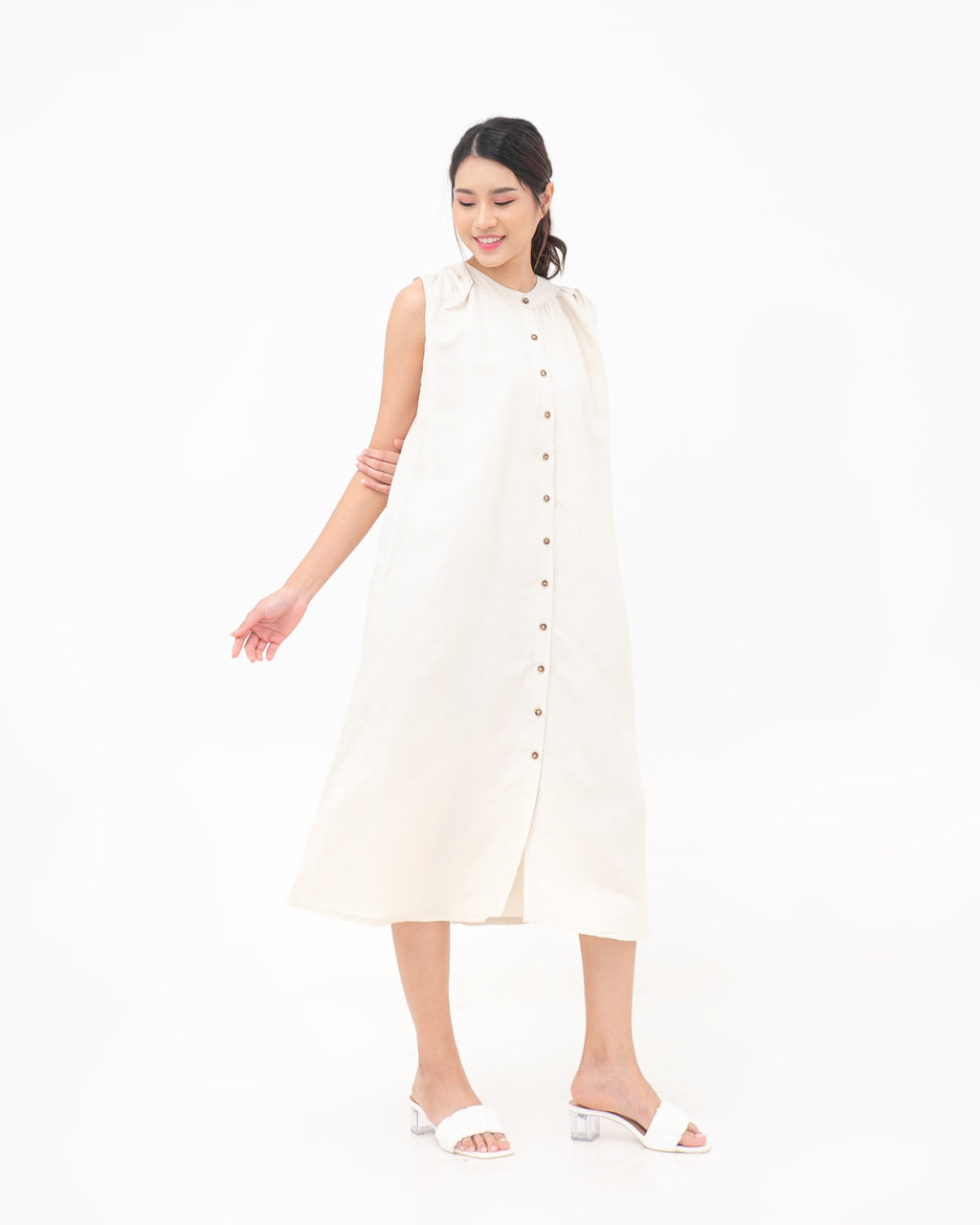 Tania Linen Dress Cream