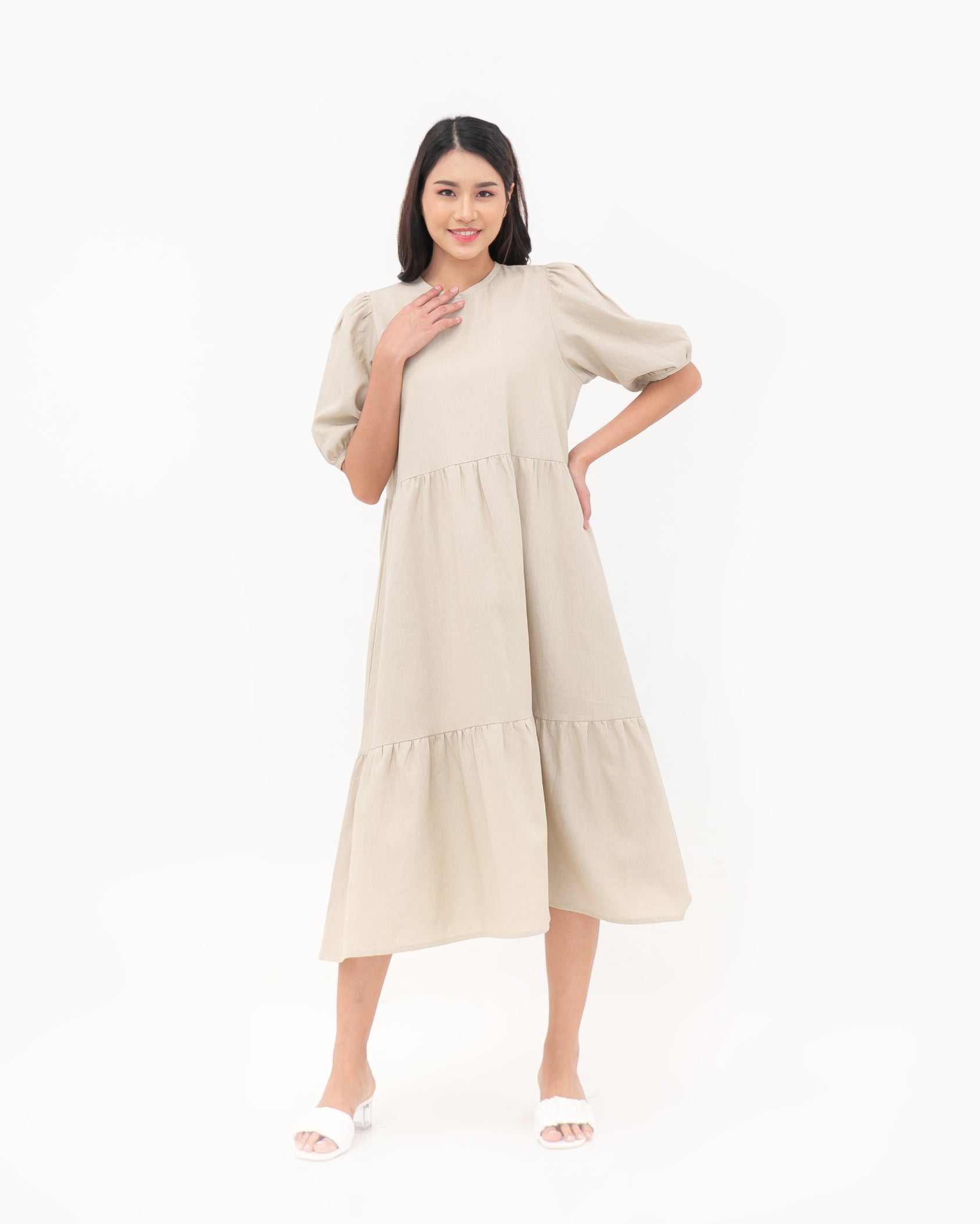 Luciana Linen Dress Khaki