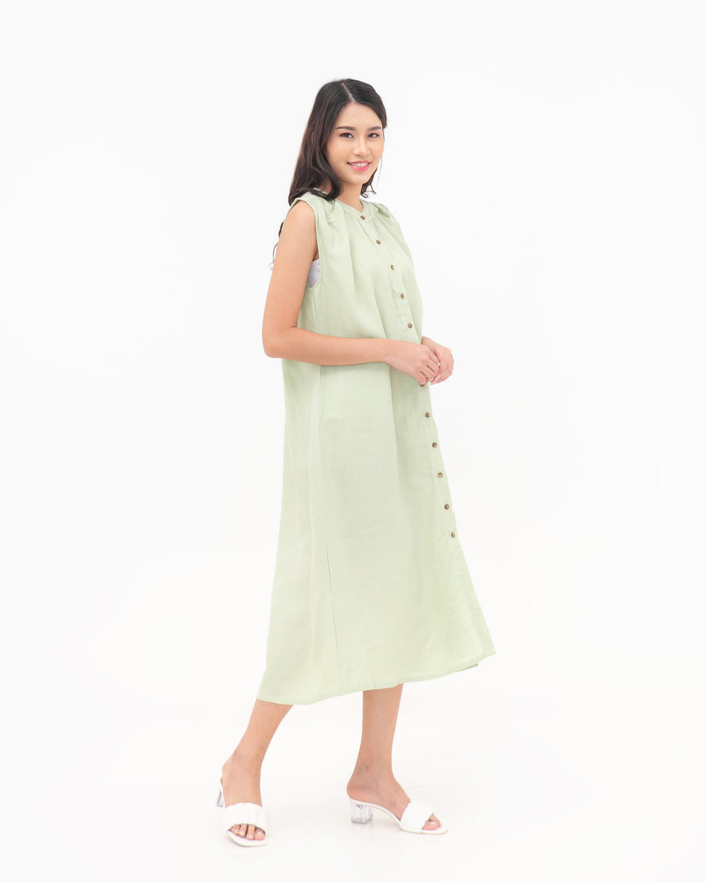 Tania Linen Dress Sage
