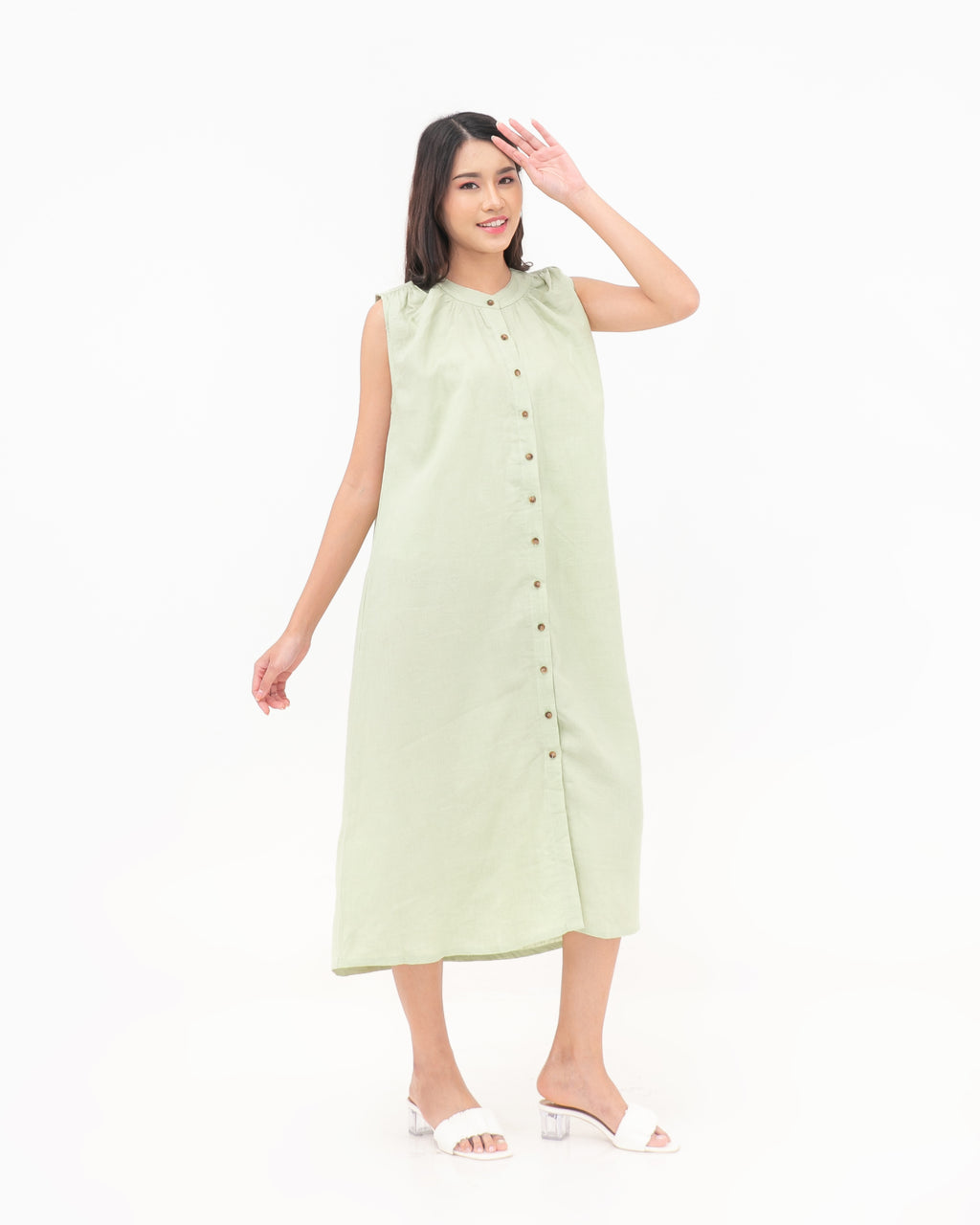 Tania Linen Dress Sage
