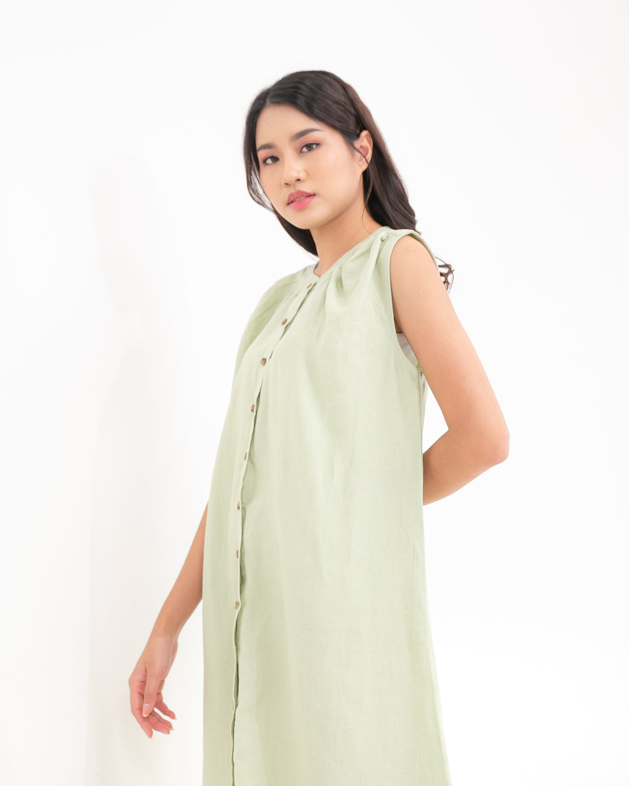 Tania Linen Dress Sage
