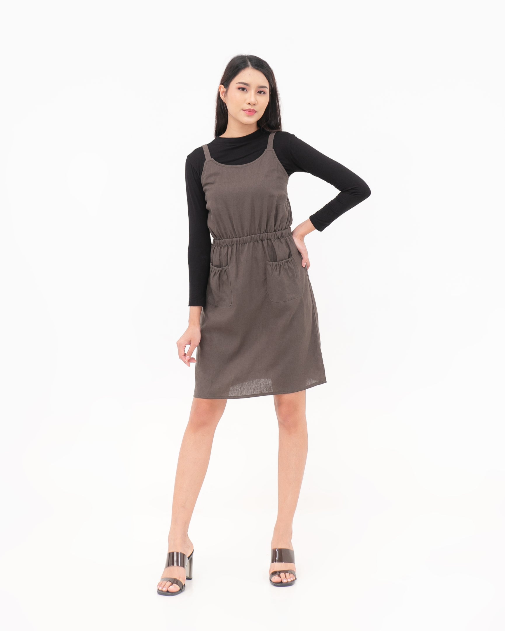 Naila Linen Dress Army Green