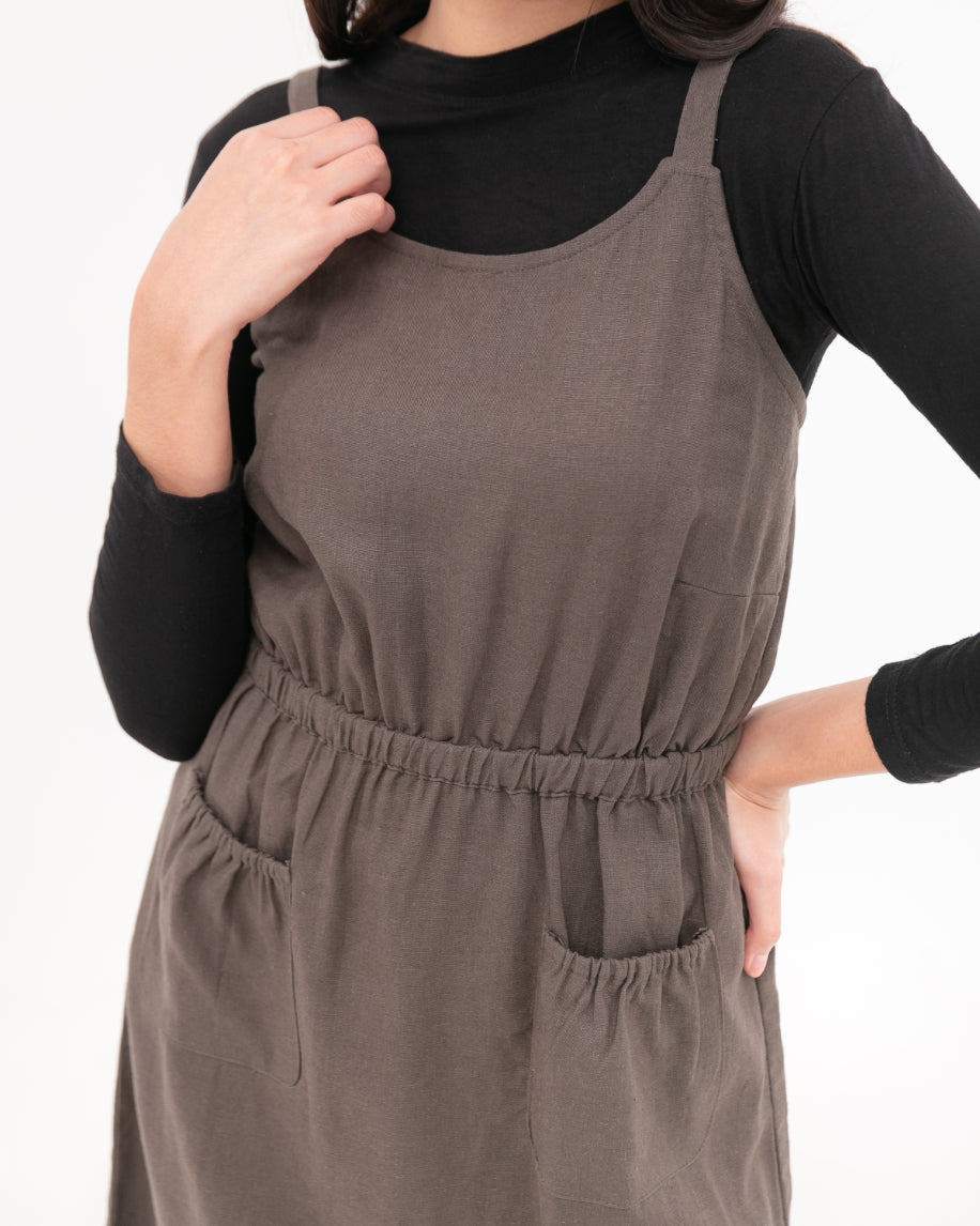 Naila Linen Dress Army Green
