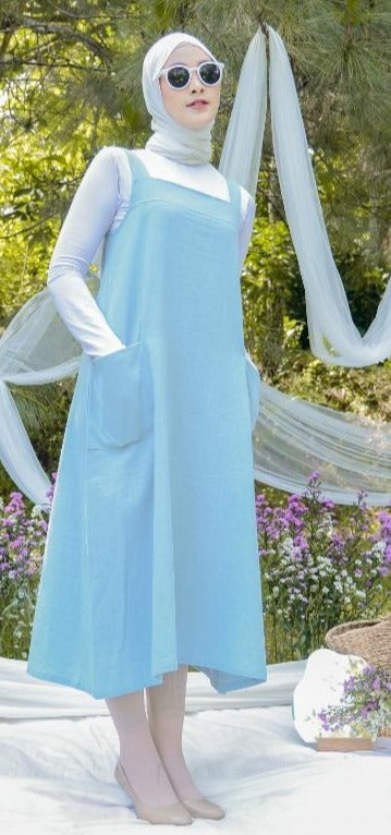 Tabina Linen Dress Cerulean Blue