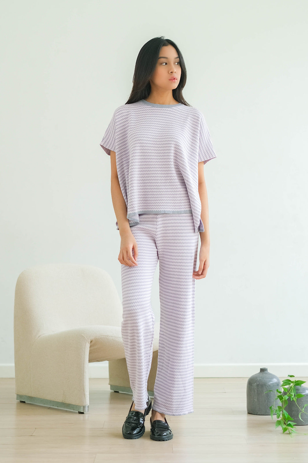 Knitted Madline Mercy Pants Cerulean Set